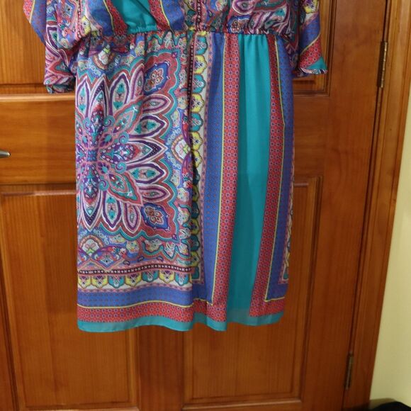 Signature Robbie Bee Colorful Batwing Sleeve Floral Print Drop Blouson Dress 14 - Picture 10 of 12